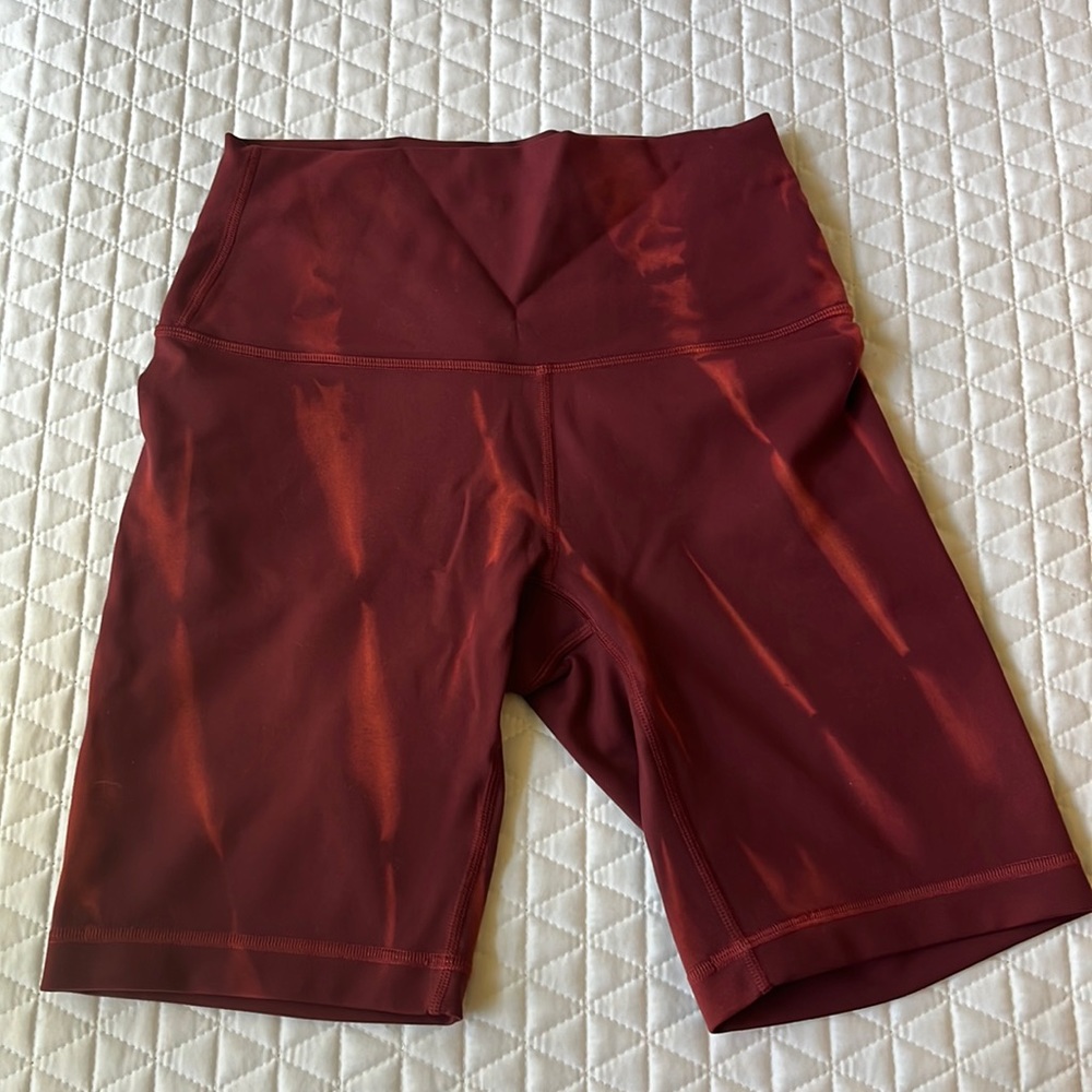 Lulu Lemon red biker shorts, size 4